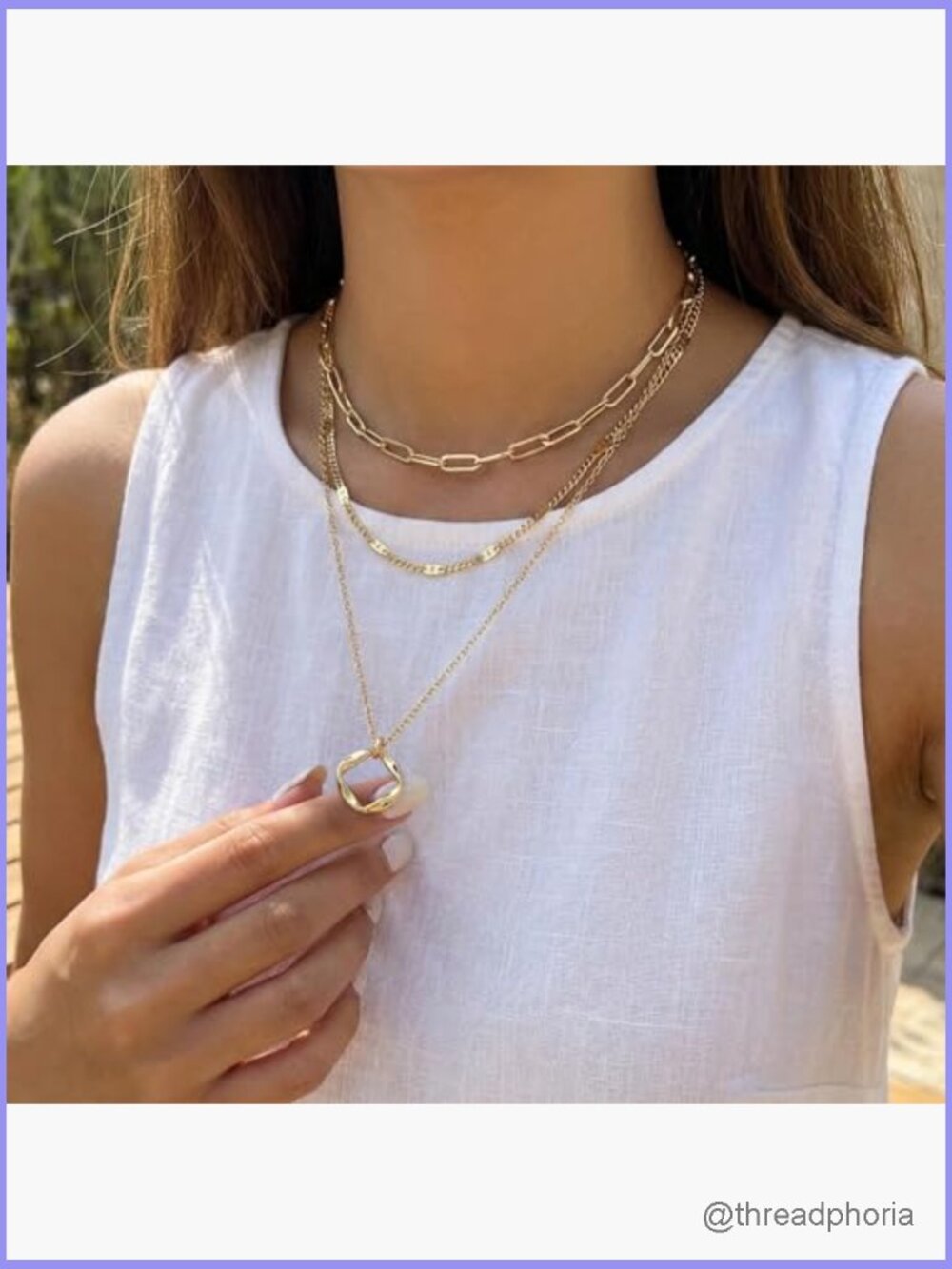 Layered Gold Necklaces Set with Heart Cross Bow Circle Pendants - Picture 4 of 7